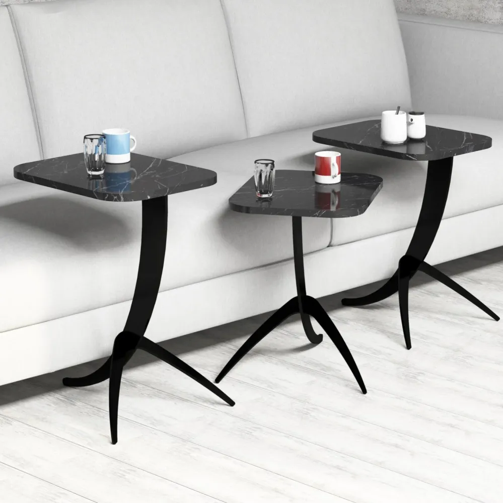 Помощни маси ZIGON 3 бр черен цвят 35x45x60см