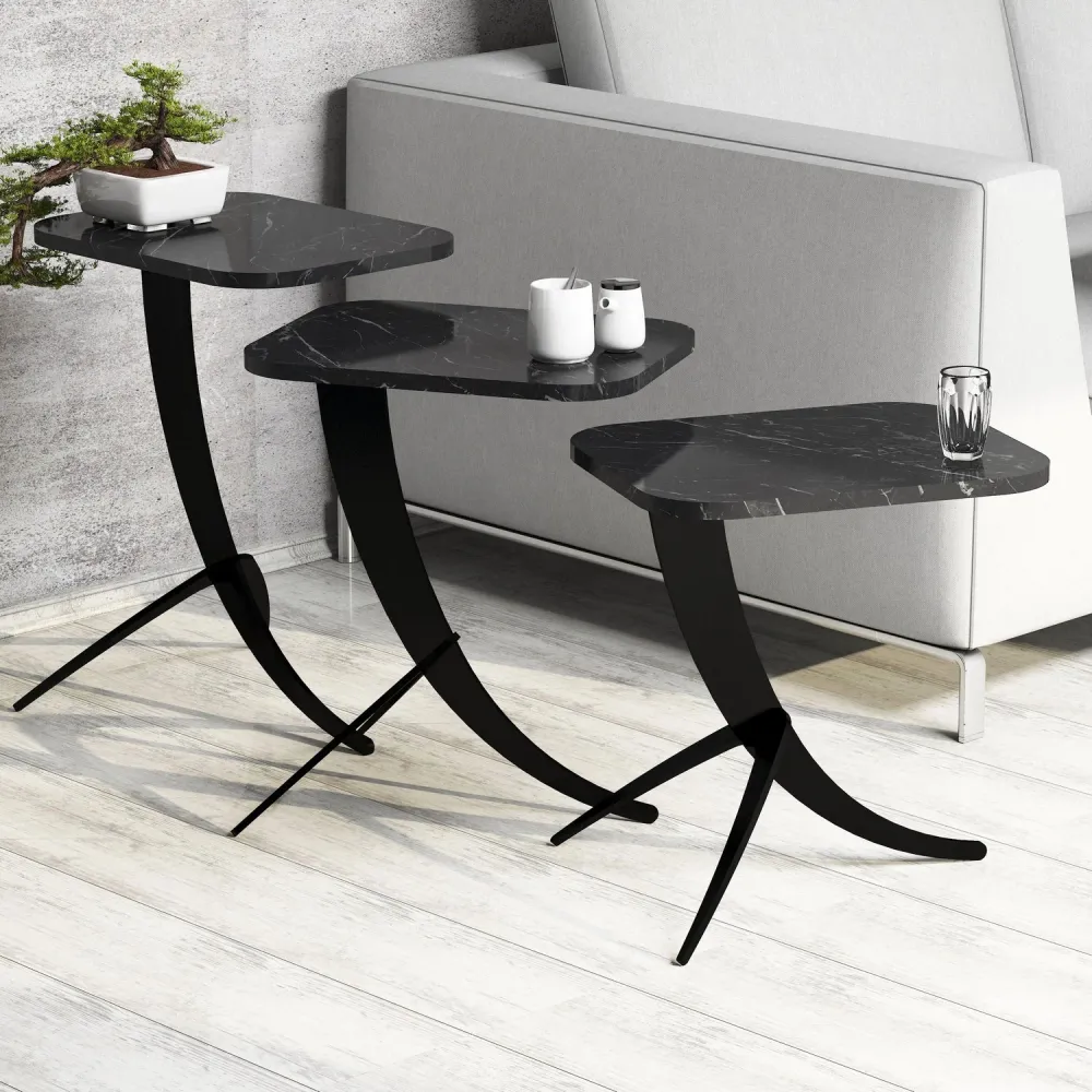 Помощни маси ZIGON 3 бр черен цвят 35x45x60см