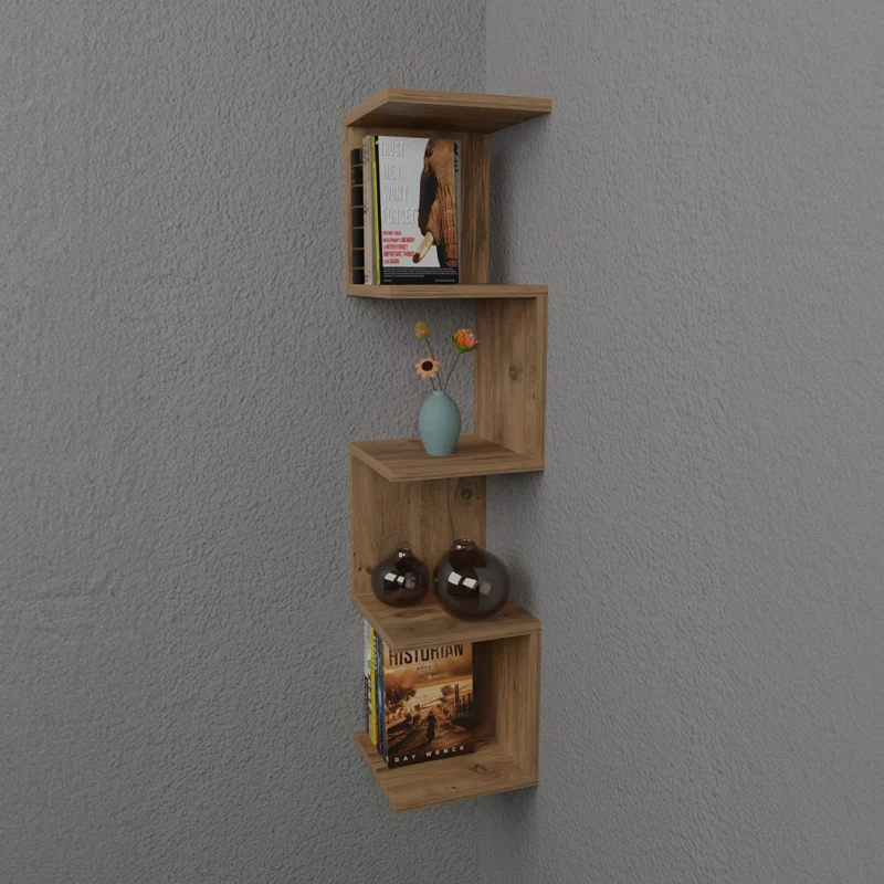Стенен рафт Zigzag дъб меламин 25x25x109см