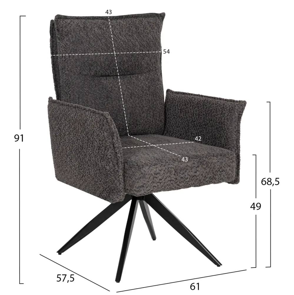 Кресло ZORIN сив цвят 64x66x94,5